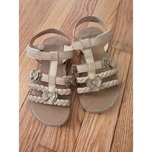 Annie Ecuddles Girls Butterfly Braided Strappy Sandals Beige Size 11M